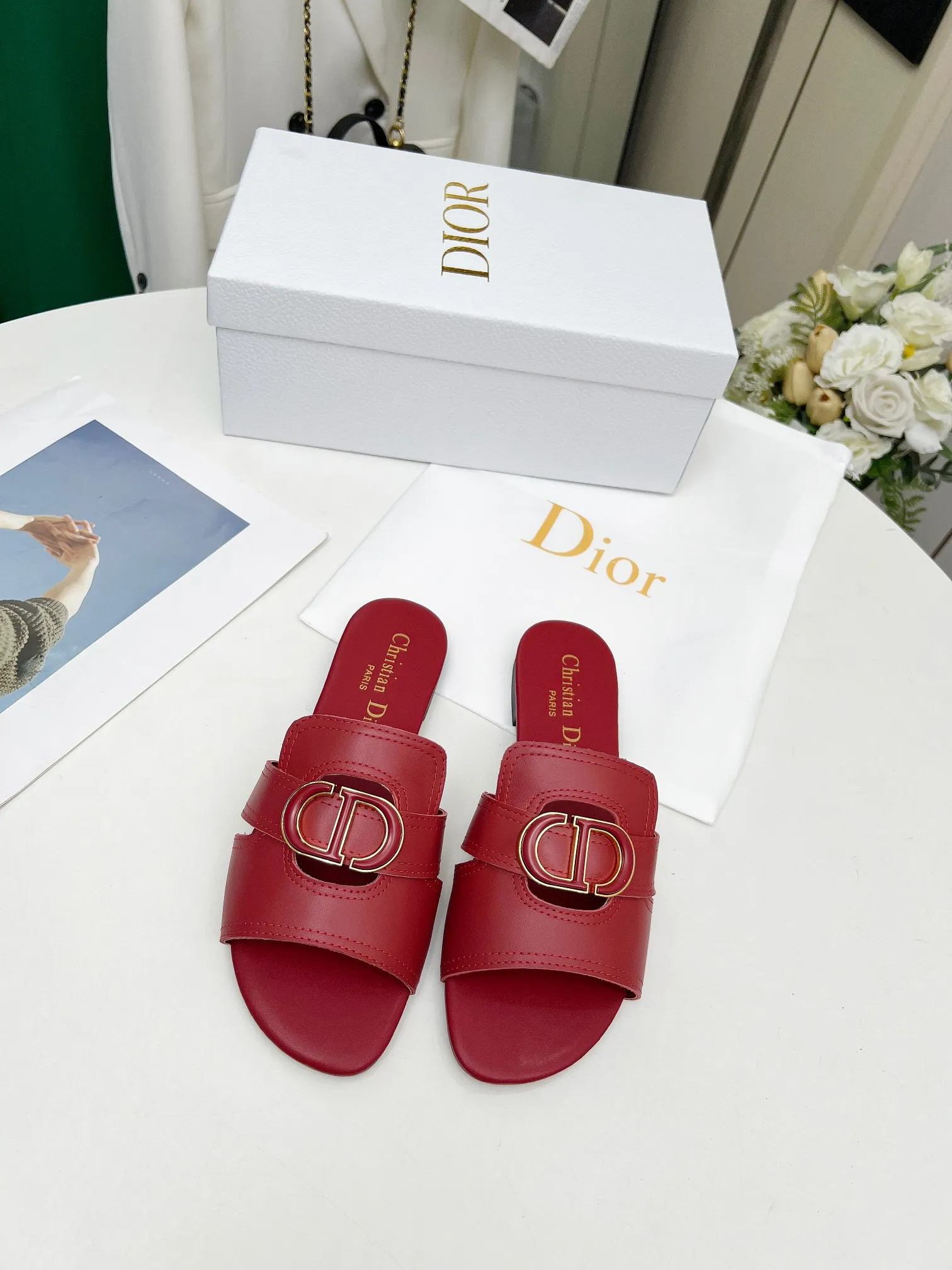 👟👟Ex-factory price 360👟👟 Genuine leather base +30 Dior spring and summer new model 6 colors optional code size 35-42